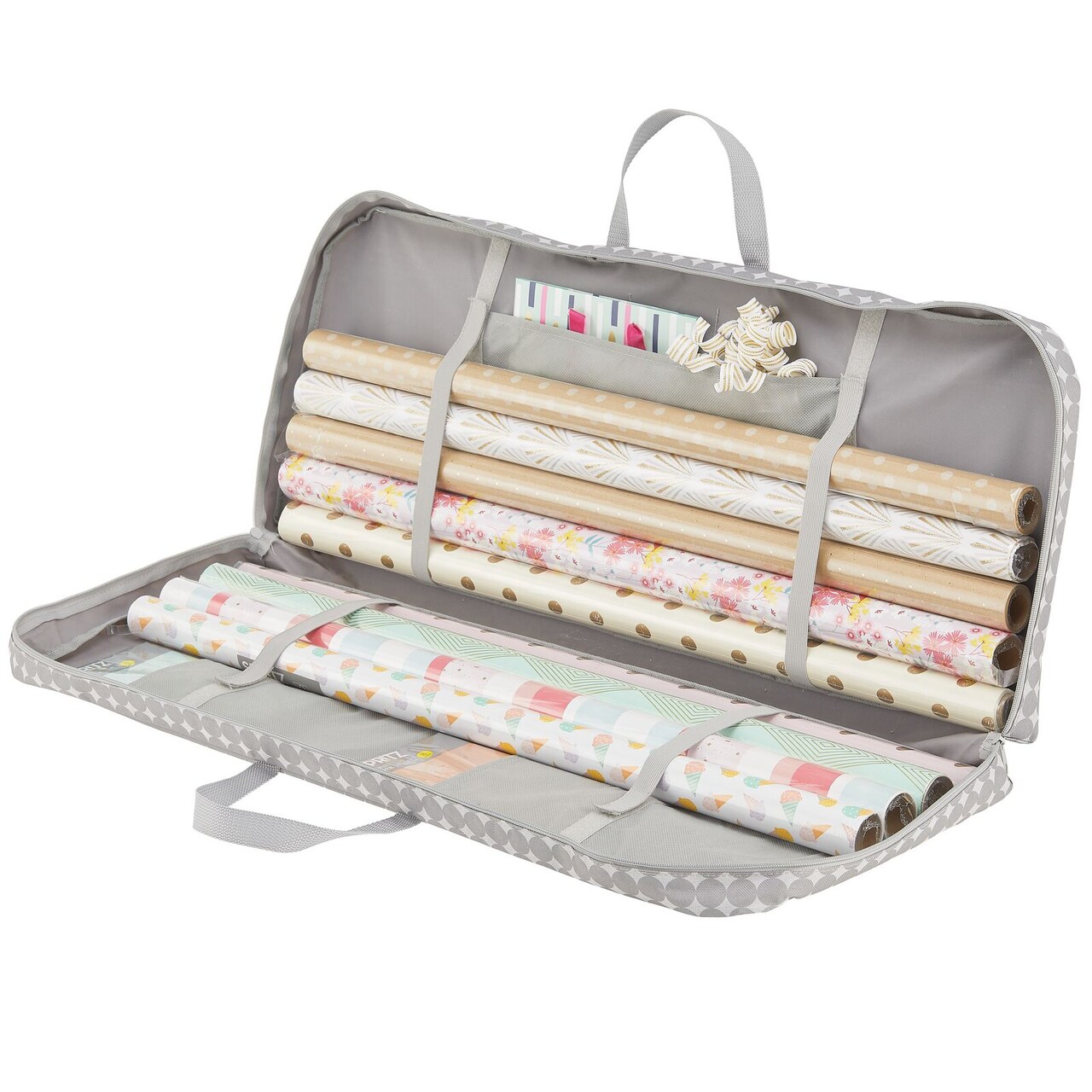 mDesign Soft Gift Wrap Paper Storage Bag with Handles and Zipper Close